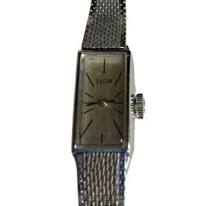 Vintage Elgin Womens Wristwatch 10K Gold Filled Silver Color For Parts